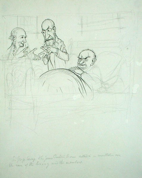 Sir George Savage and Sir James Crichton Browne Called in Consultation Over the Case of the BXXXY and the Members by Arthur Rackham