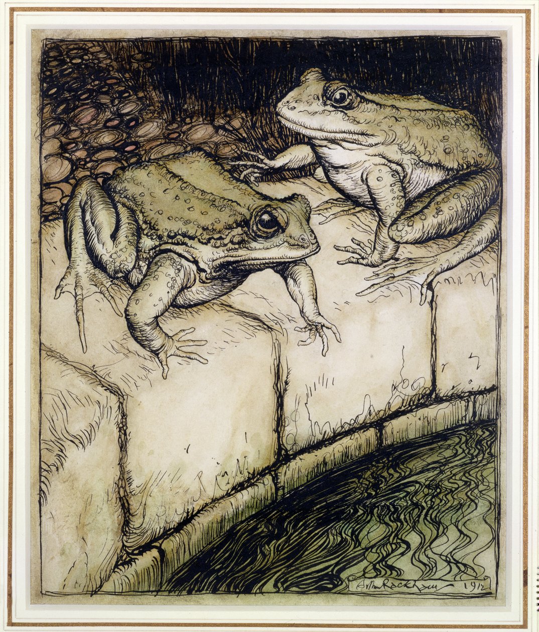 The Frogs and the Well, Illustration from Aesop's Fables, Published 1912