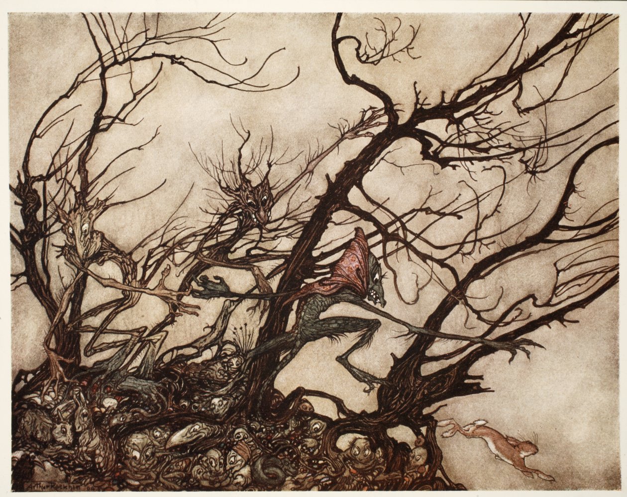 The Indians considered them the abode of spirits, from Rip Van Winkle by Washington Irving by Arthur Rackham