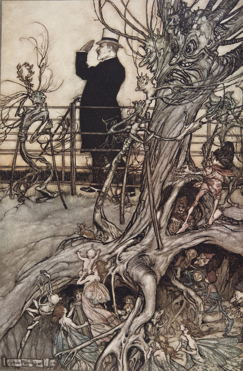The Kensington Gardens are in London, where the King lives, from Peter Pan in Kensington Gardens by J M Barrie by Arthur Rackham
