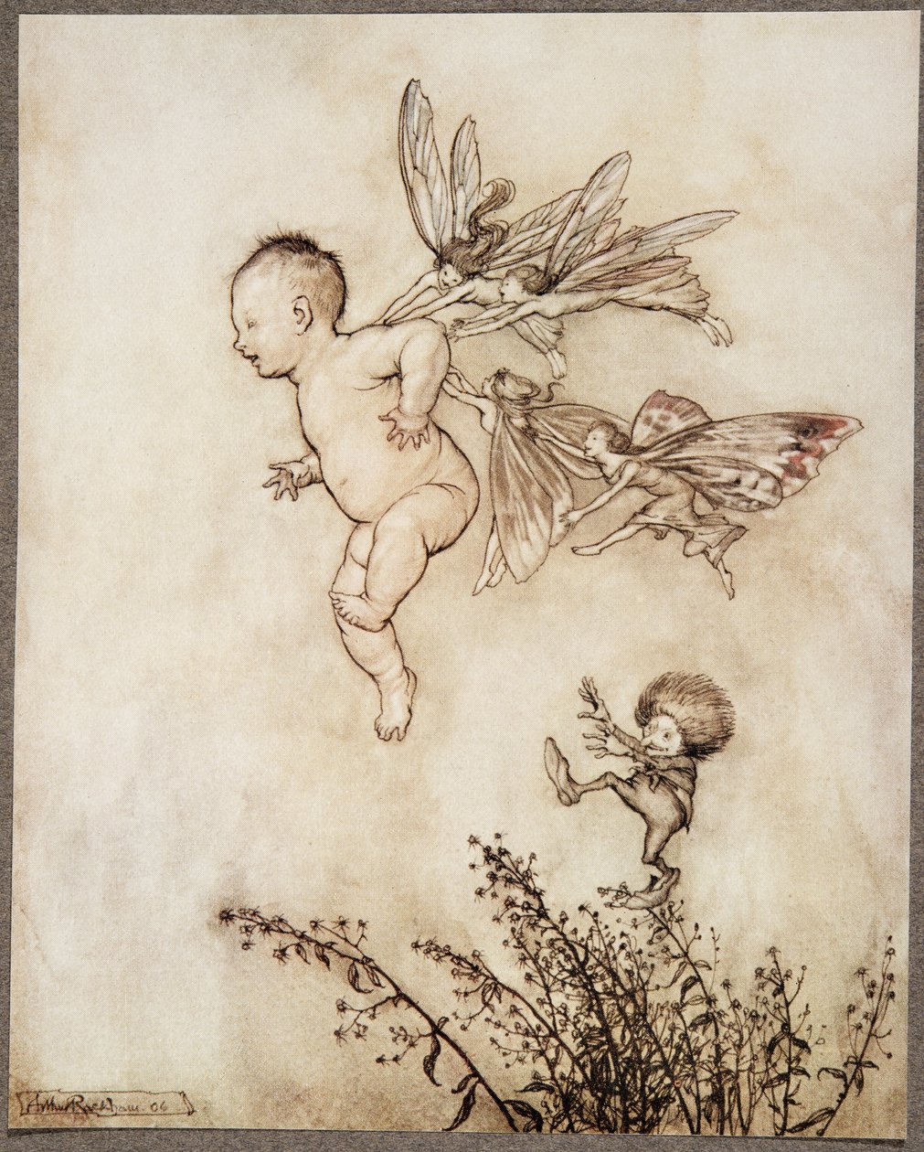 They all tickled him on the shoulder, from Peter Pan in Kensington Gardens by J.M. Barrie, pub. 1906 by Arthur Rackham