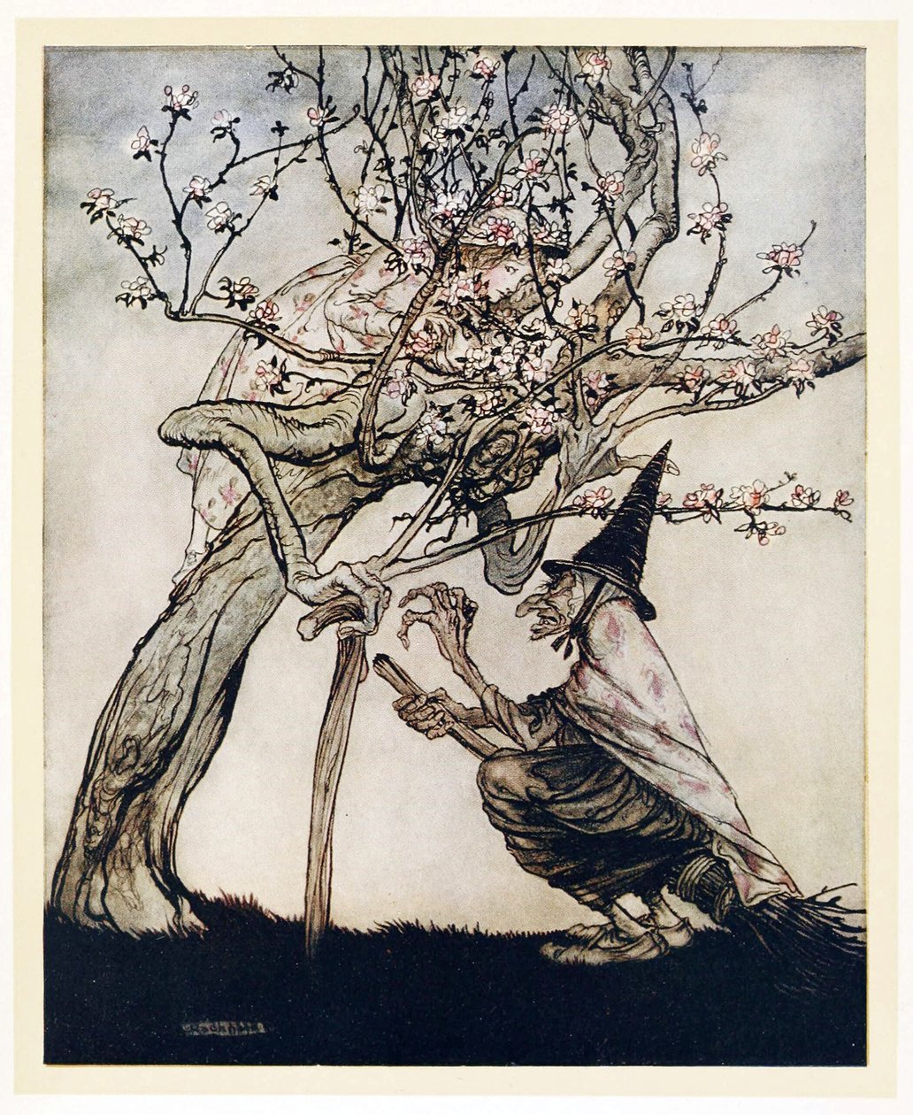 Tree of Mine! O Tree of Mine! Have You Seen My Naughty Little Maid? by Arthur Rackham