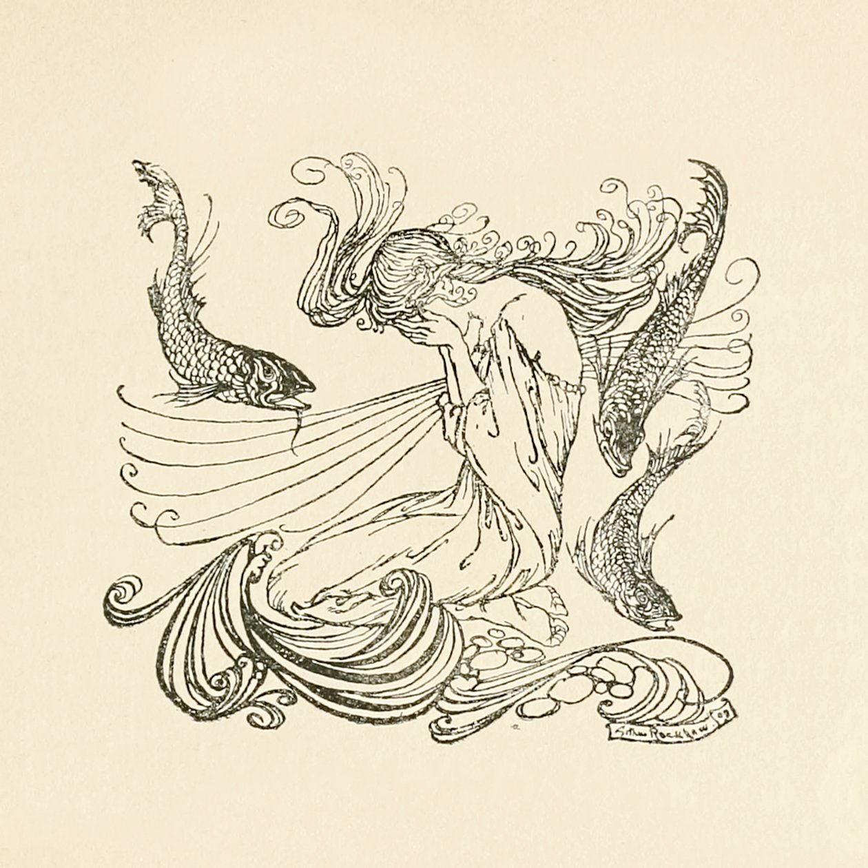 Undine Rising from the Fountain Weeping by Arthur Rackham
