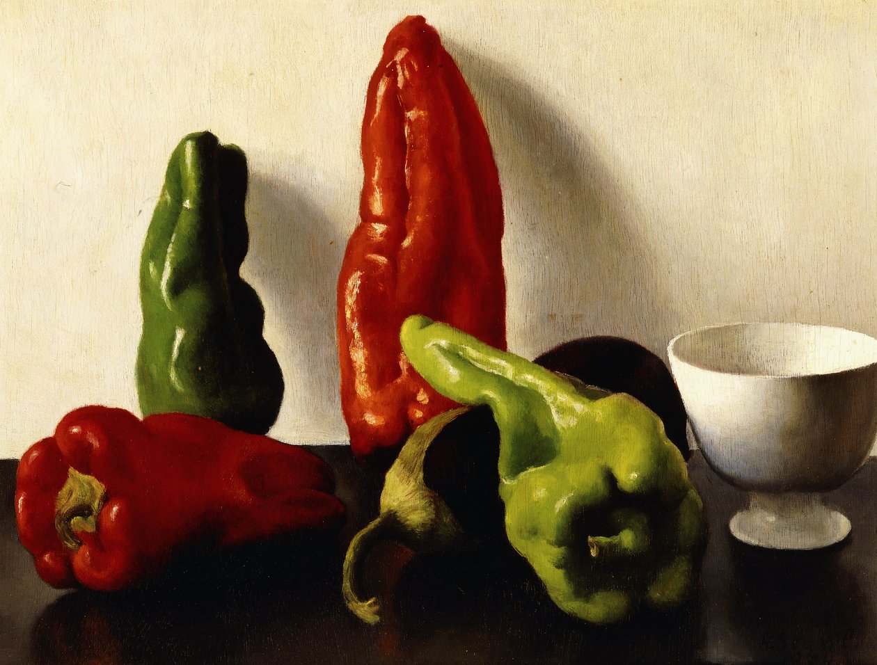 Still Life with Red and Green Peppers by Arthur Segal