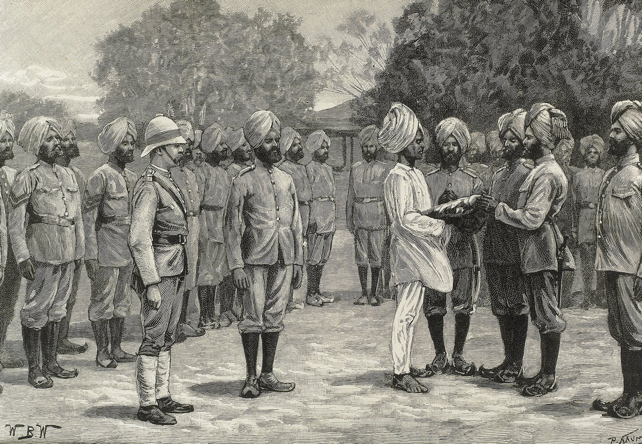 England (19th century). Colonization. India. The new regiments of Burmah. Taking oath to new recruits (engraving) by Artist Unknown