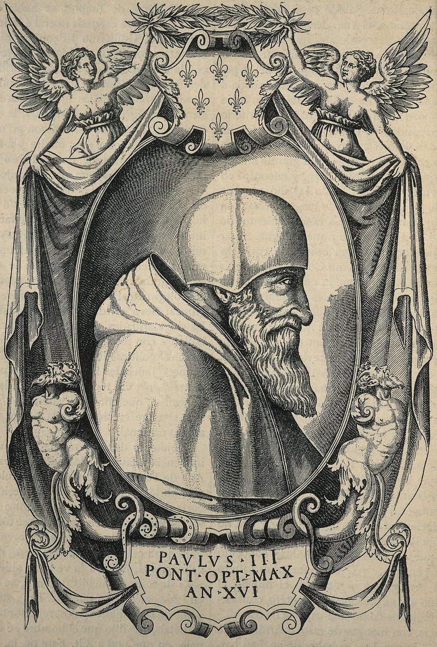 Levinus Hulsius. Paul III. End 16th c. Portrait with Camauro by Artist Unknown