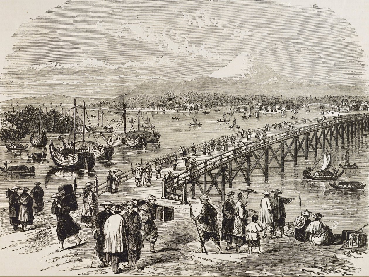 Japan (19th century). City of Edo, crossed by Toniak river (engraving) by Artist Unknown