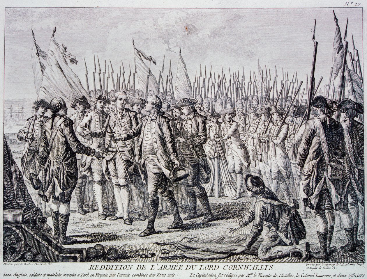 Lord Cornwallis Surrender of British Army at Yorktown (engraving) by Artist Unknown