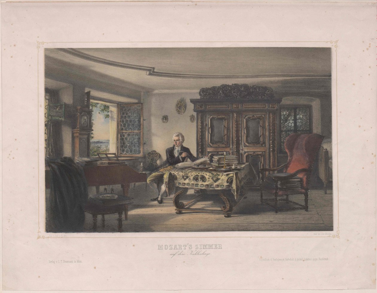 Mozart Composing by Artist Unknown