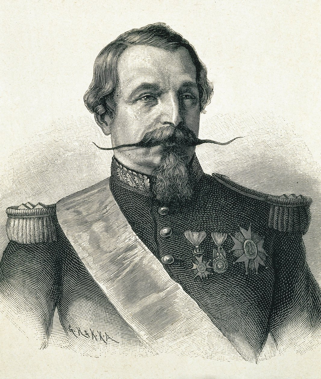 Portrait of Napoleon III, Charles-Louis Napoleon Bonaparte (1808-1873). Engraving. by Artist Unknown