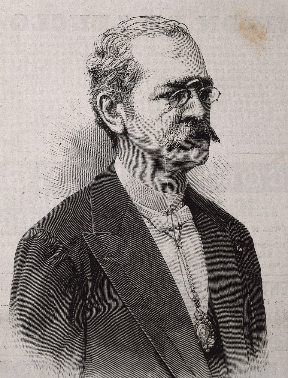 Ricardo Palma (1833-1919). Peruvian Author, Scholar, Librarian and Politician. Engraving by Artist Unknown