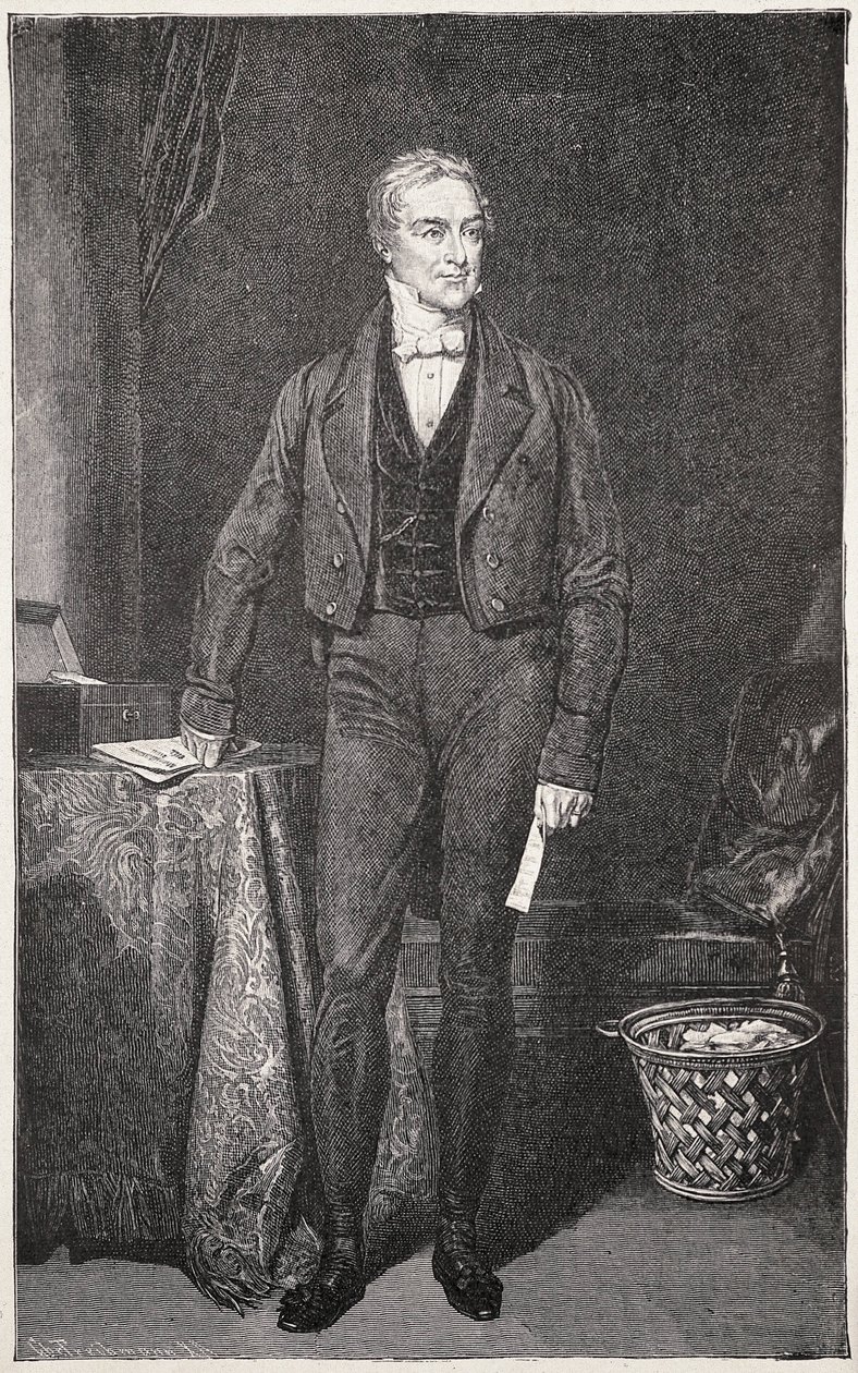 Robert Peel (1788-1850). Prime Minister of the United Kingdom (1834-1835 and 1841-1846). Engraving by Rafael Ward by Artist Unknown