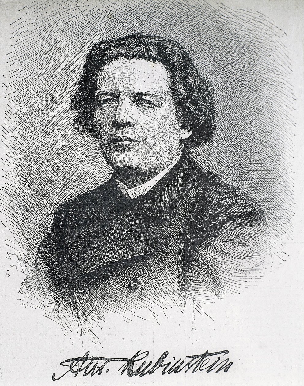 Anton Grigoryevich Rubinstein (1829-1894). Russian Composer and Pianist. Signed Portrait of Anton Rubinstein. Engraving by Artist Unknown