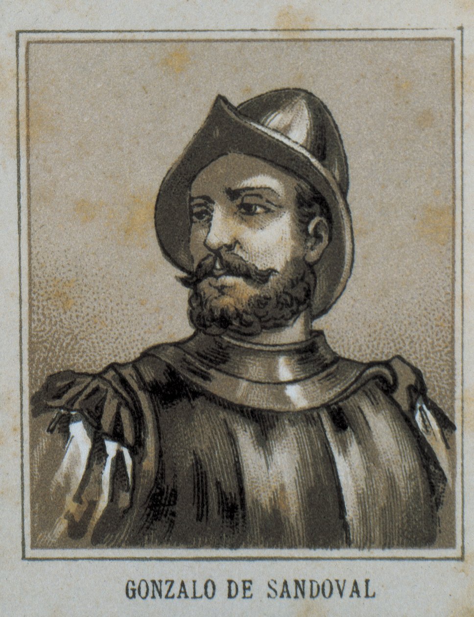 Gonzalo de Sandoval (1497-1527). Spanish Conquistador in New Spain (Mexico). Engraving by Artist Unknown