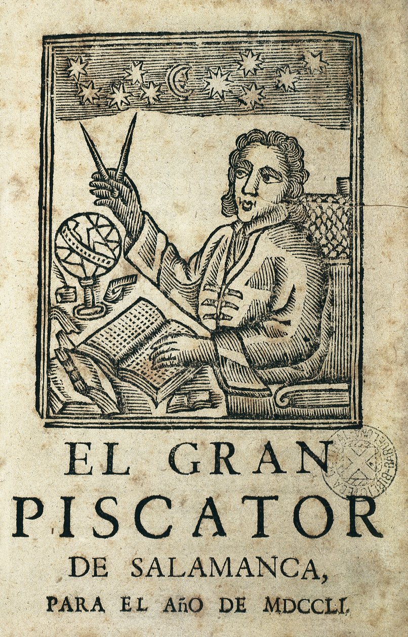 Diego de Torres Villarroel (1693-1770). Spanish writer, poet, dramatist, astrologer, doctor, mathematician, priest and professor of the University of Salamanca. Cover of 