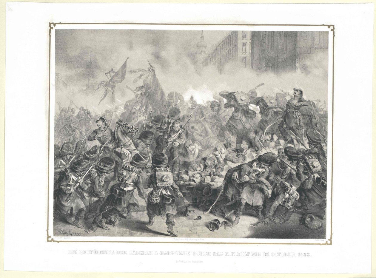 The assault of the Jaegerzeil barricade by the k. k. military in October 1848 by Artist Unknown