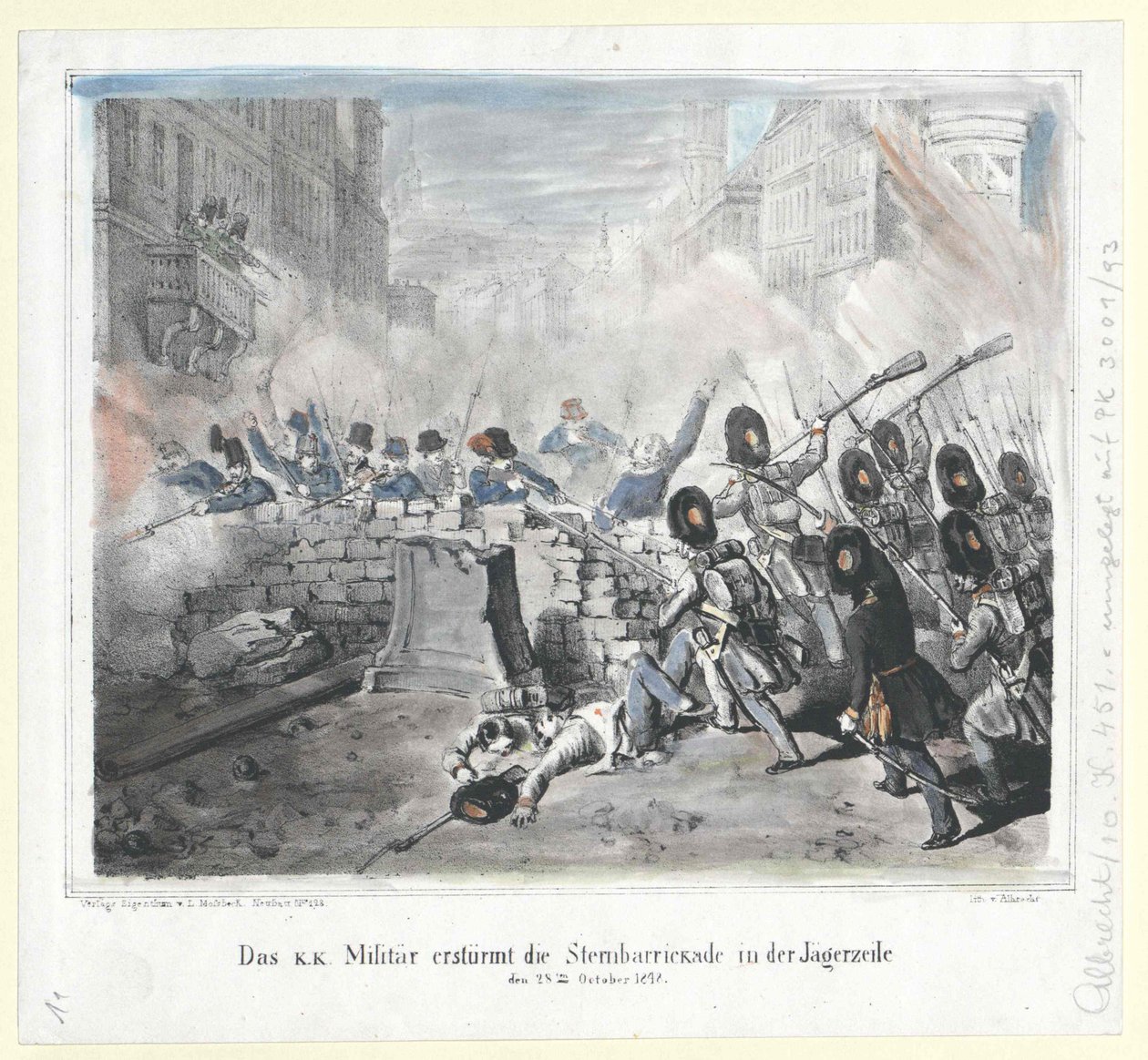 The K. K. Military Storm the Sternbarricade in the Jaegerzeile on 28th October 1848 by Artist Unknown