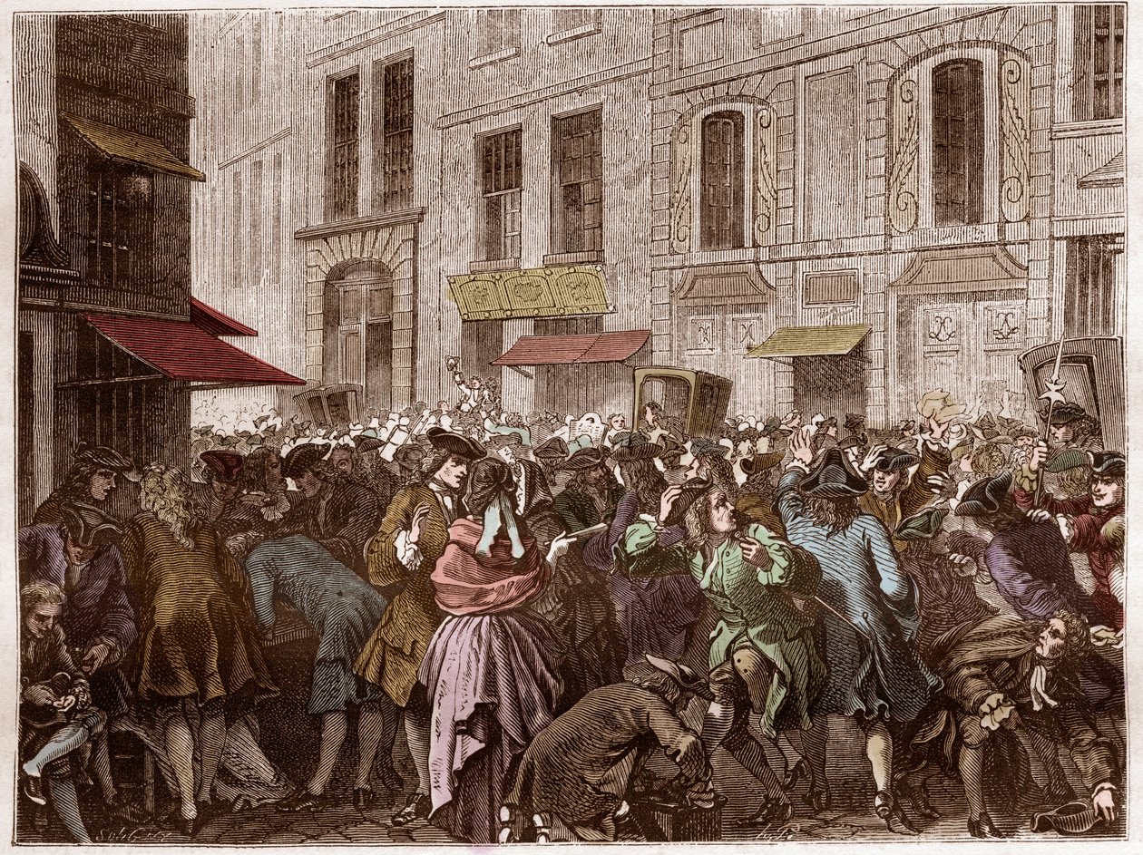 The Rue Quincampoix at the Time of the System of John Law by Artist Unknown