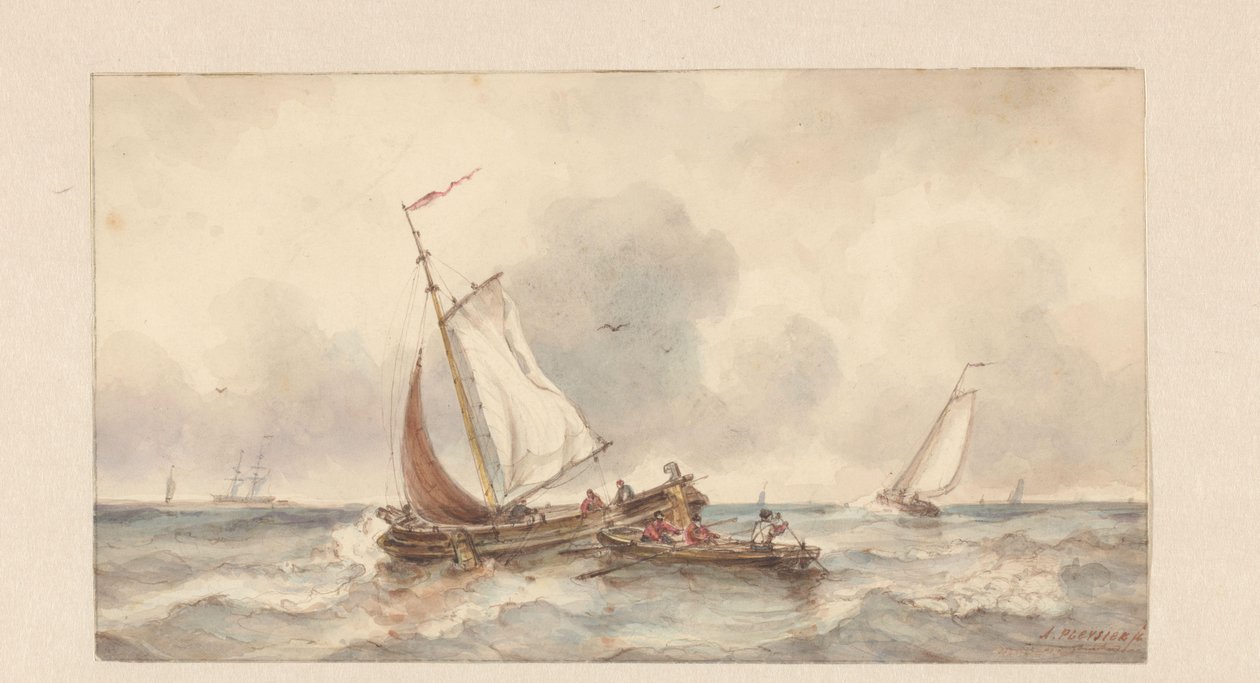 Ships at sea by Ary Pleijsier (signed by artist)