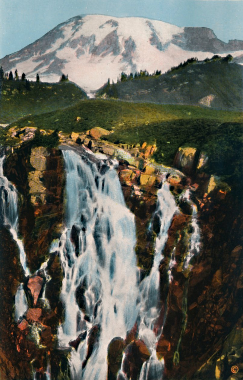 Myrtle Falls and Mount Rainier, c1916 by Asahel Curtis