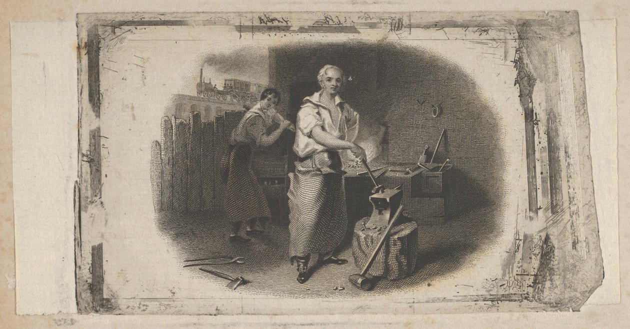 Banknote Vignette with a Blacksmith and Forge by Asher Brown Durand.