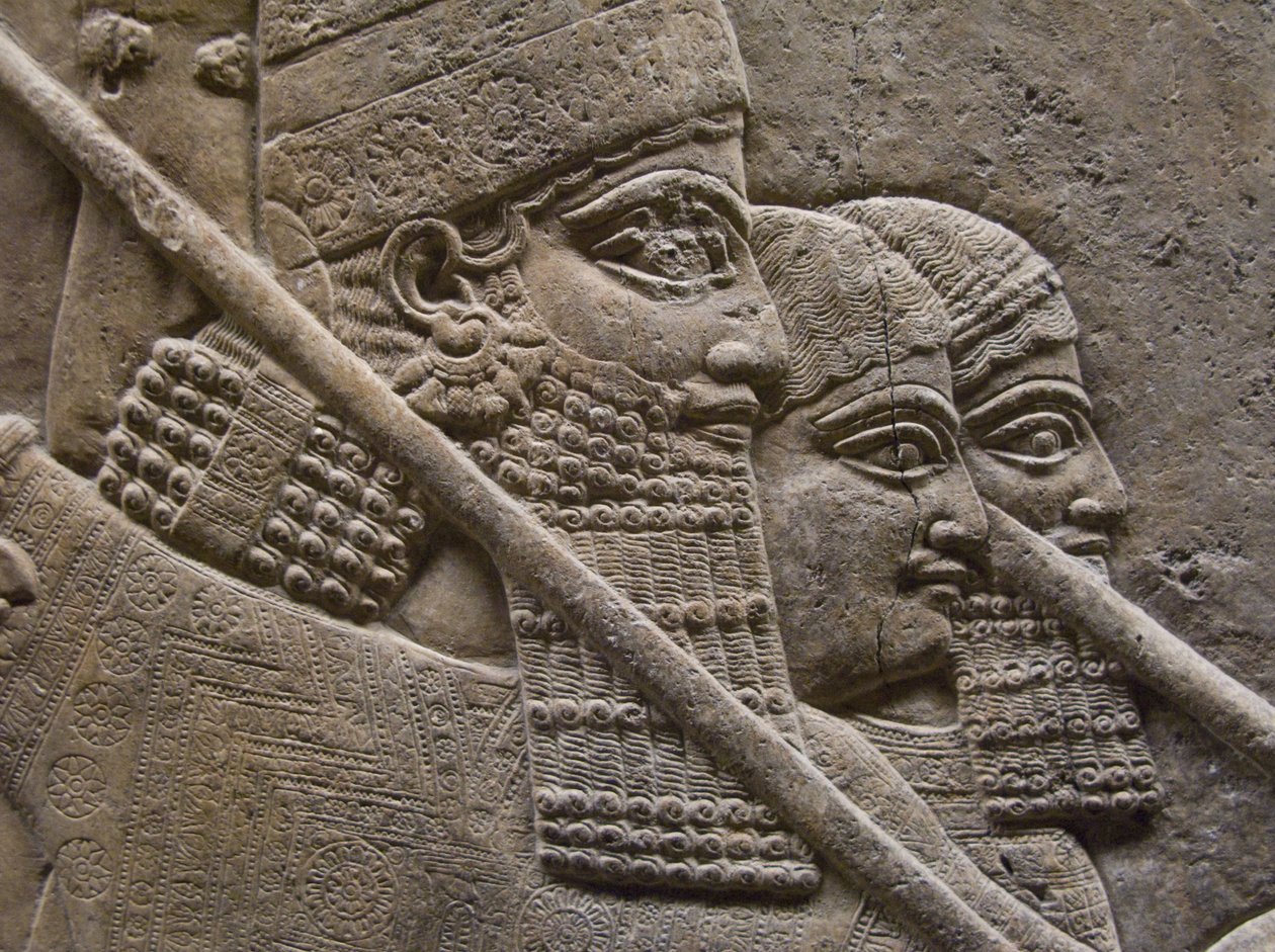 King Ashurnasirpal II during a royal lion hunt by Assyrian