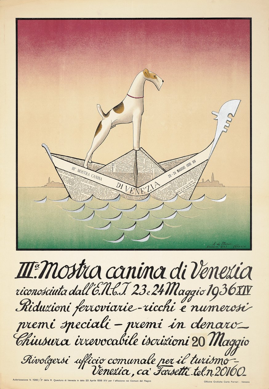 Poster Advertising a Dog Show in Venice by Astolfo De Maria