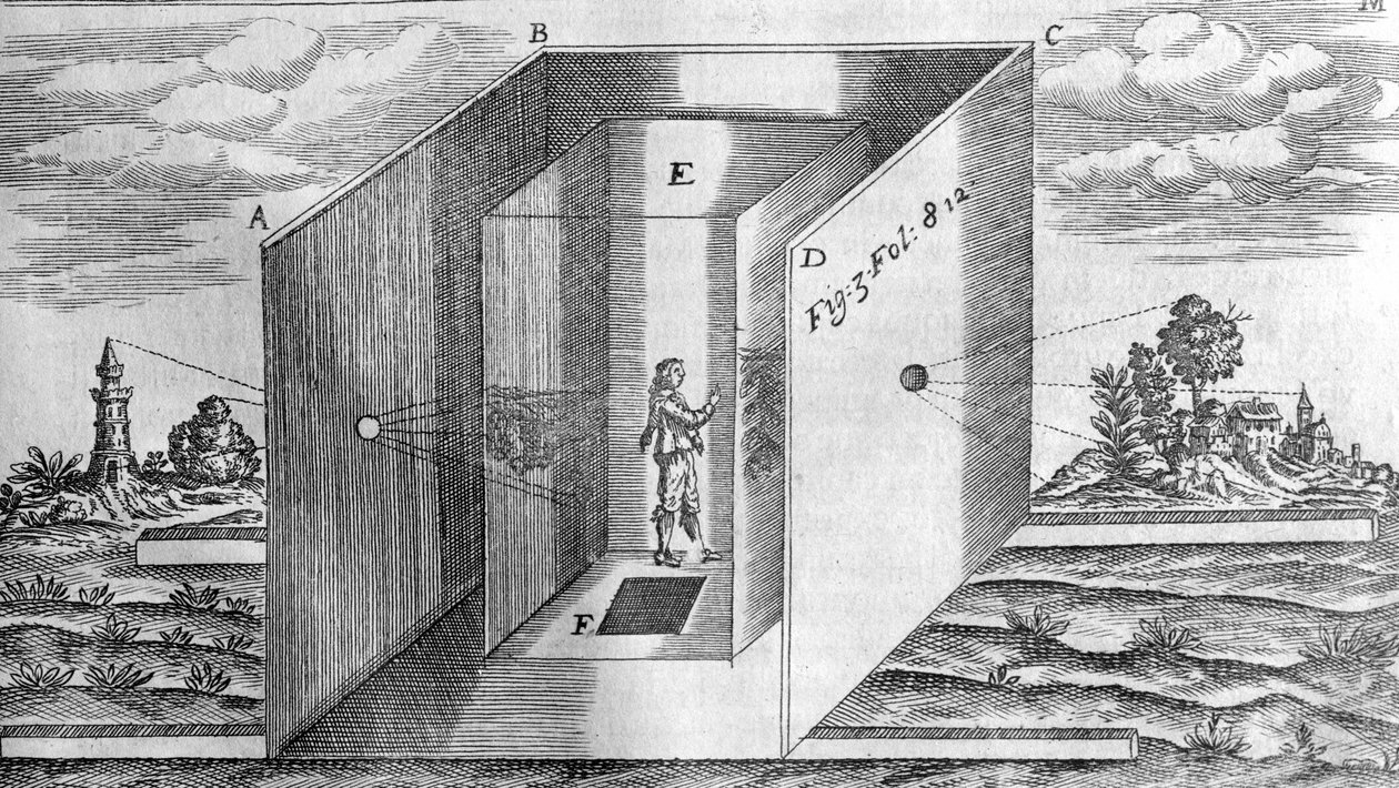 Chambre noire after Athanasius Kircher, Lucis et Umbra Rome 1600 by Athanasius Kircher