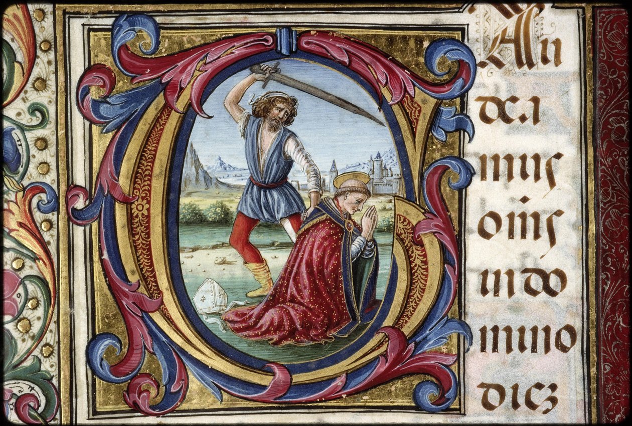 Missal of Thomas James: Detail of an Initial G: The Martyrdom of Saint Thomas Becket by Attavante degli Attavanti
