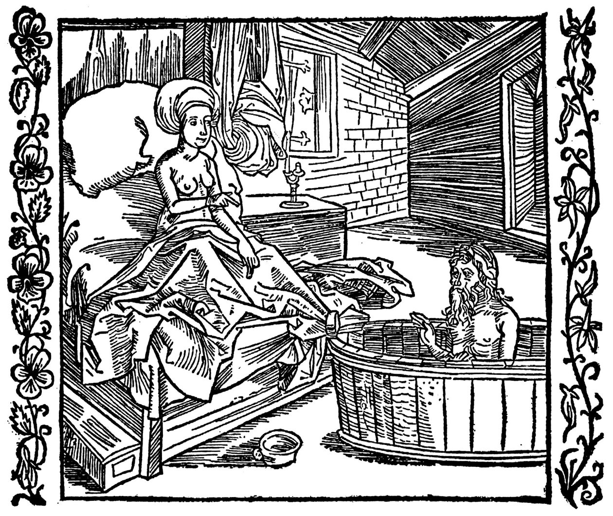 The Woman and the Bathing Hermit by attributed to Albrecht Dürer