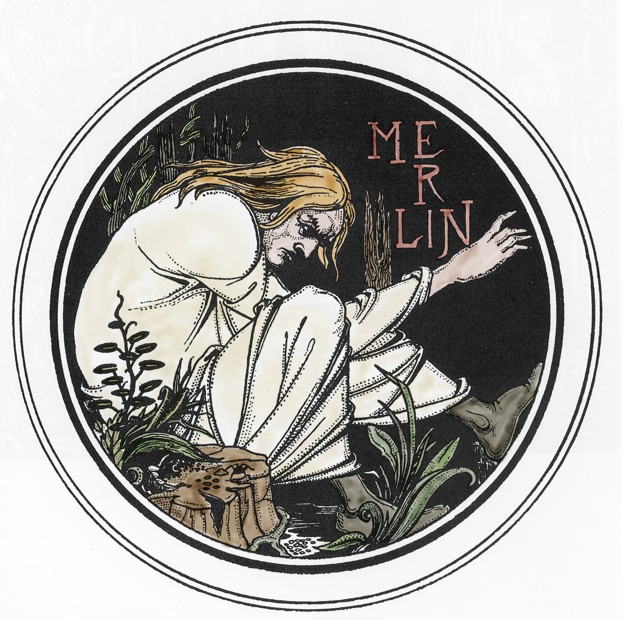 Arthurian Legend: 'Merlin the Enchanter' Engraving in 'The Morte of ...