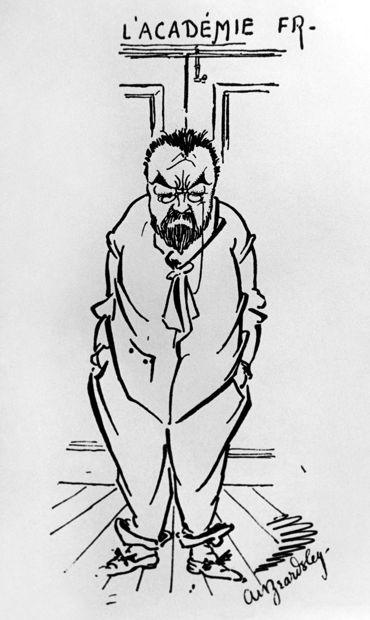 Caricature of French Novelist Emile Zola Outside the Academie Francaise by Aubrey Beardsley