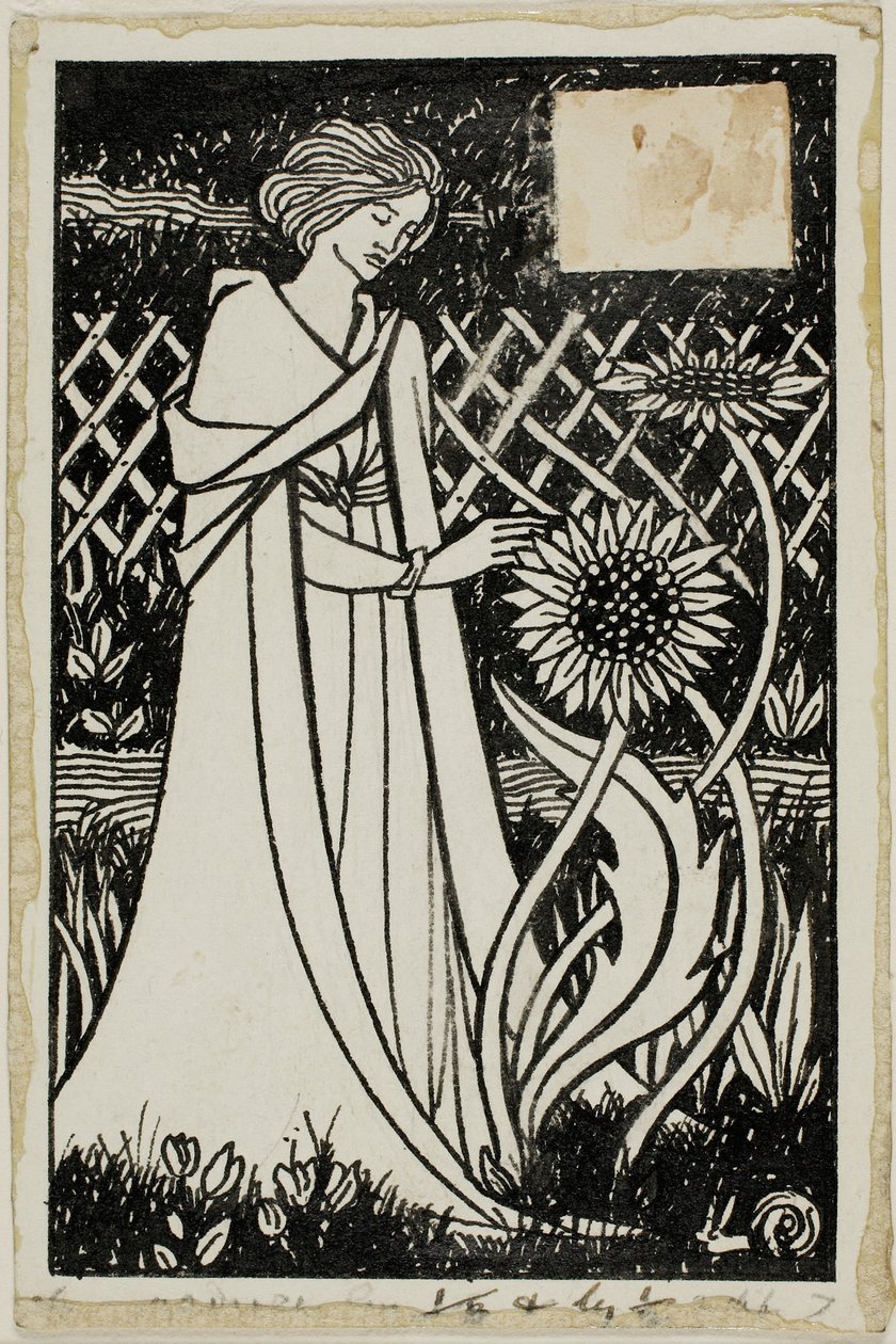 Decorative Study: Woman with Sunflowers by Aubrey Beardsley