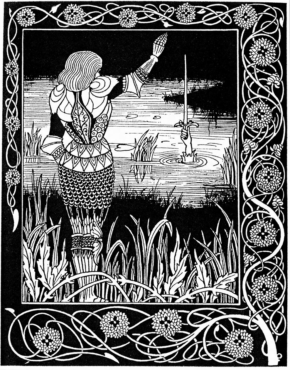 Excalibur Being Reclaimed by the Lady of the Lake by Aubrey Beardsley