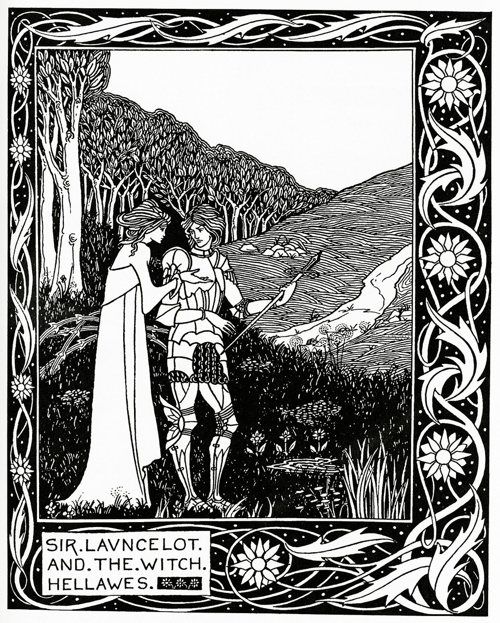 Sir Launcelot and the Witch Hellawes, 1870 by Aubrey Beardsley