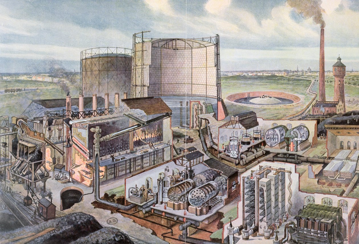 Cross section of a gas factory by August Dressel