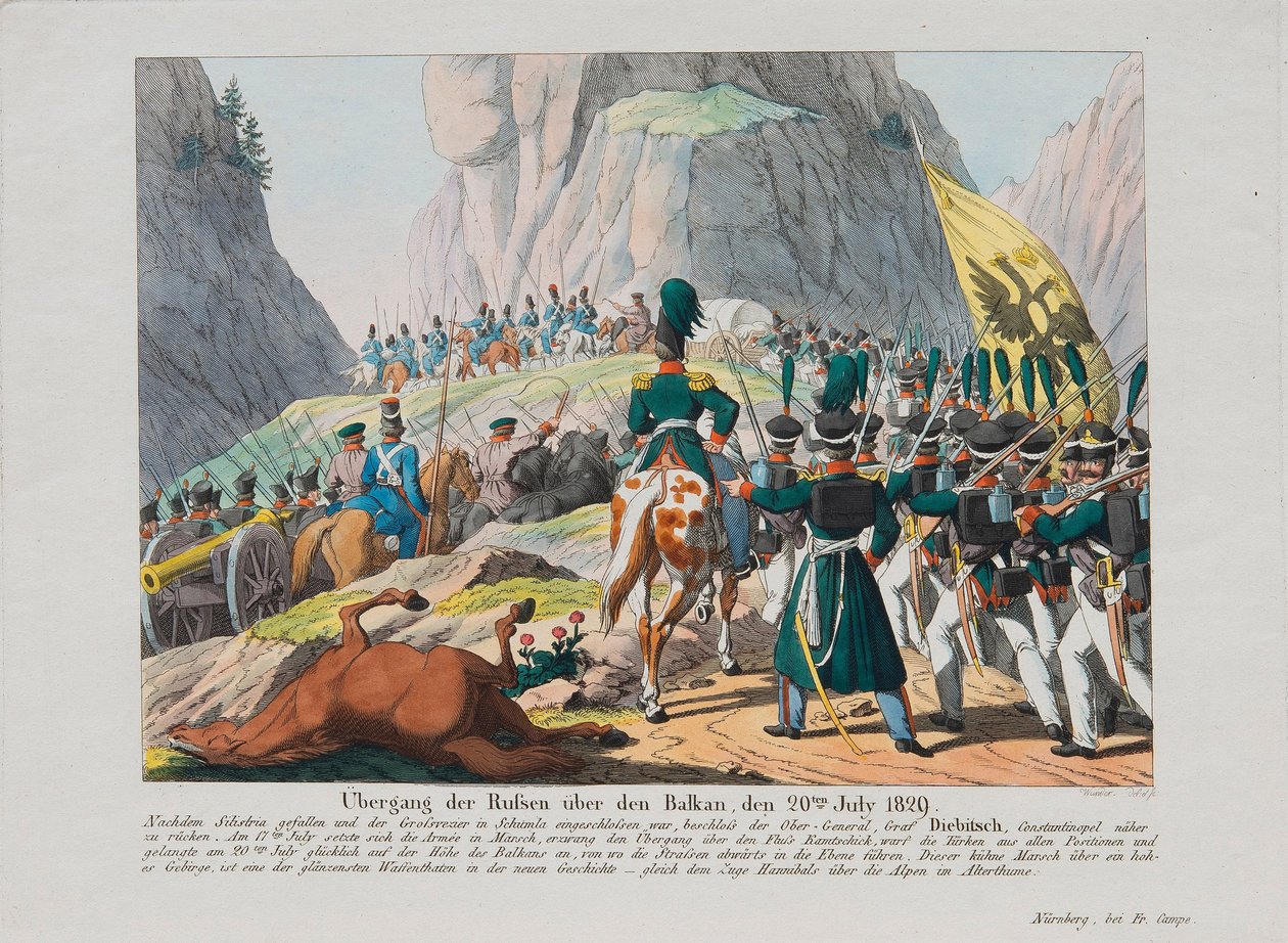 The Army of Graf Ivan Ivanovich Diebitsch crossing the Balkans, c. 1830 by August Friedrich Andreas Campe