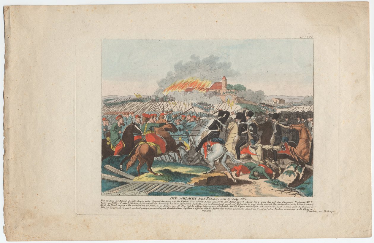The Battle of Eckau on 19 July 1812 by August Friedrich Andreas Campe
