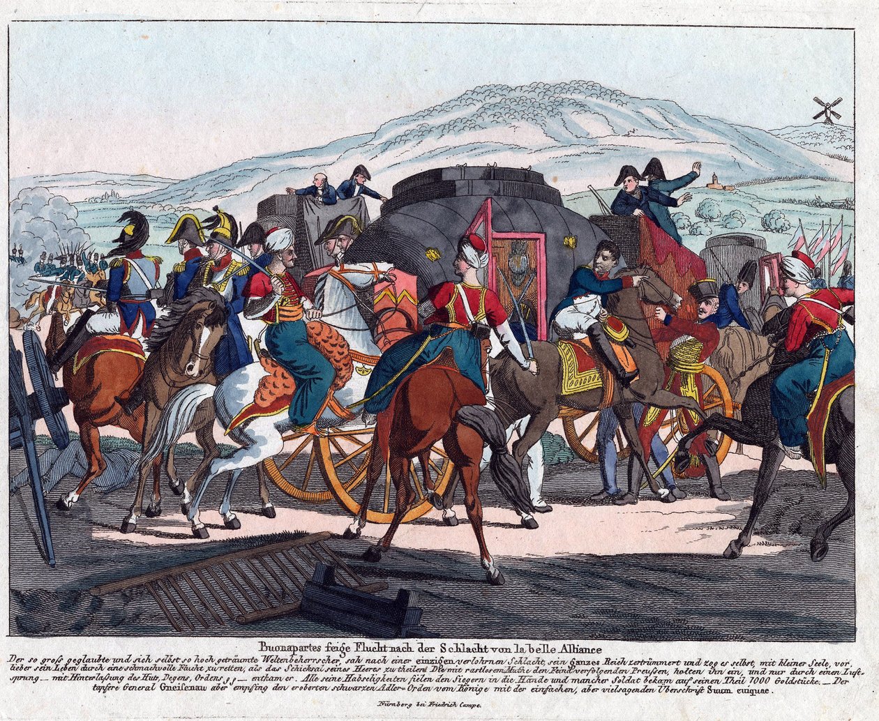 The Flight of Napoleon after the Battle of Waterloo (1815) by August Friedrich Andreas Campe