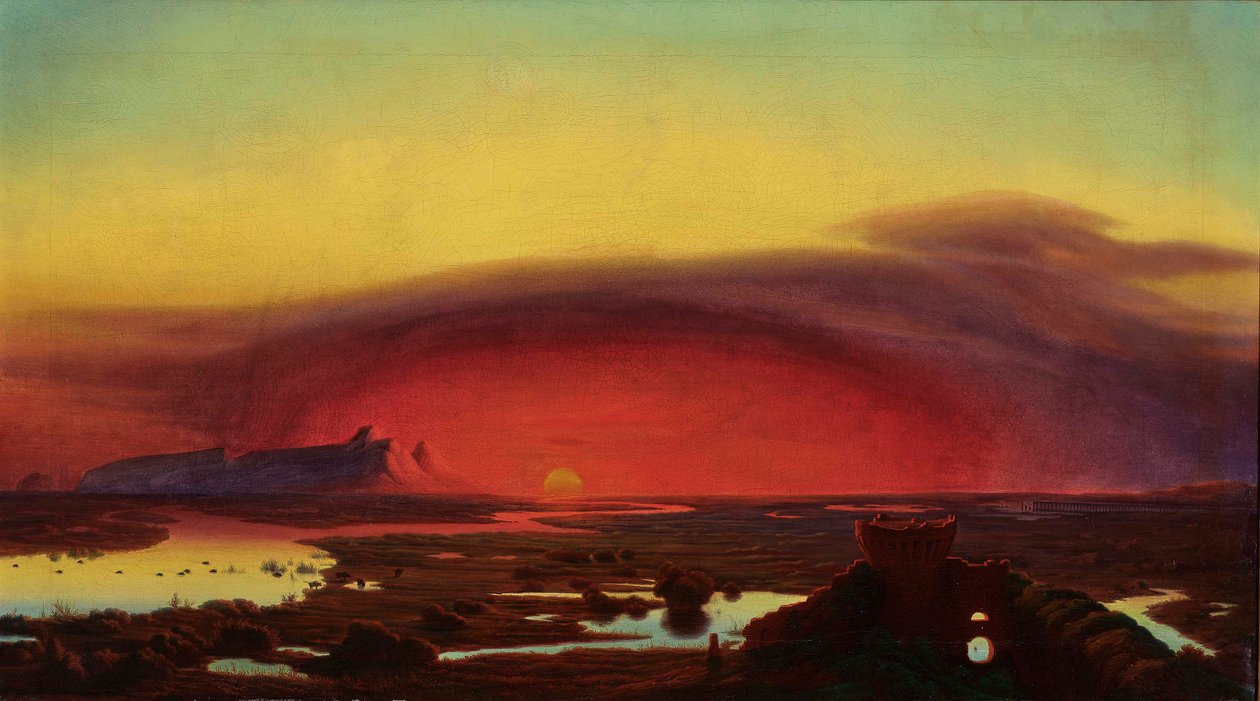 The Pontine Marshes at Sunset by August Kopisch