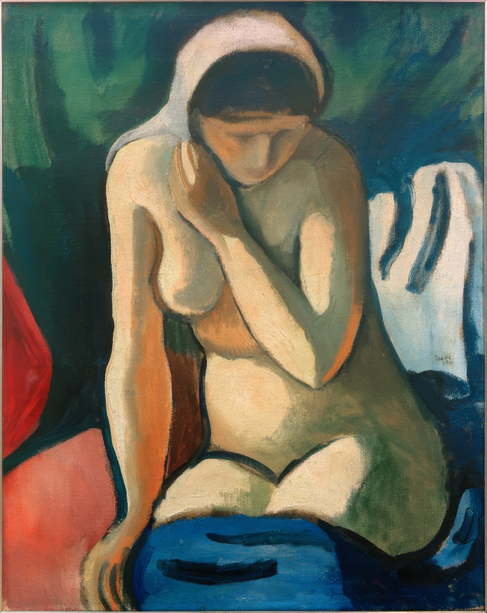 Naked Girl with Headscarf by August Macke