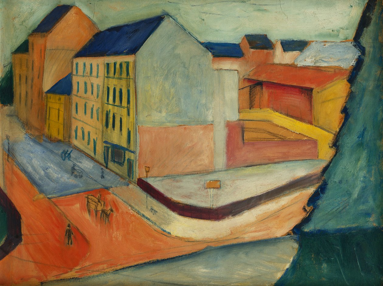 Unsere Strasse mit Reitbahn, Bonn, 1913 by August Macke
