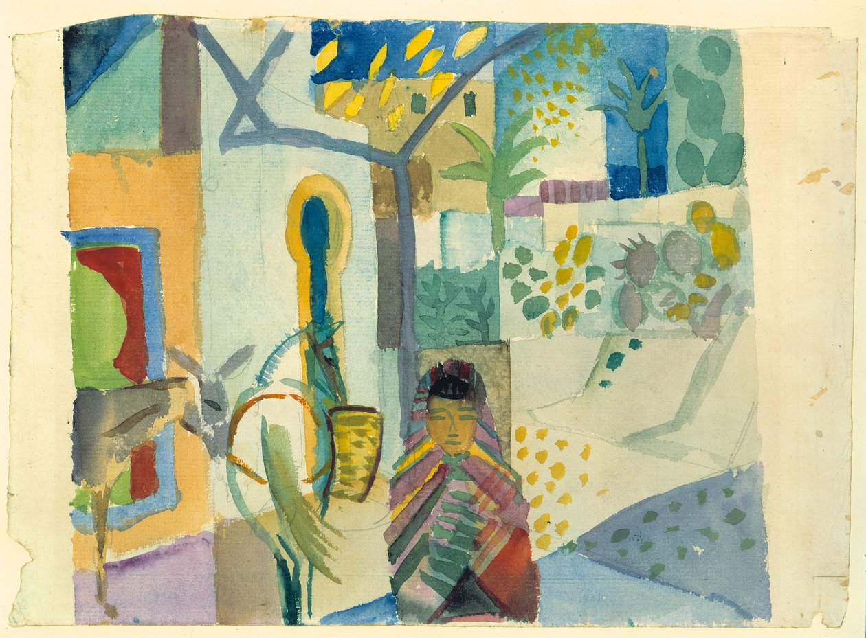 Young Girl with Horse and Donkey by August Macke