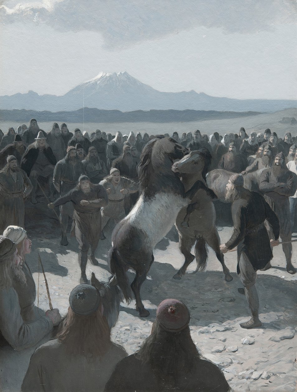 The Story of Burnt Njáll: The Horse-Fight at Hlíðarendi, 1880s by August Malmström