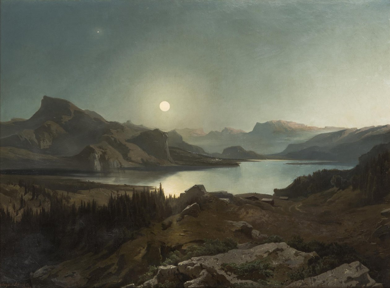 Alpine Lake by August Schaeffer von Wienwald