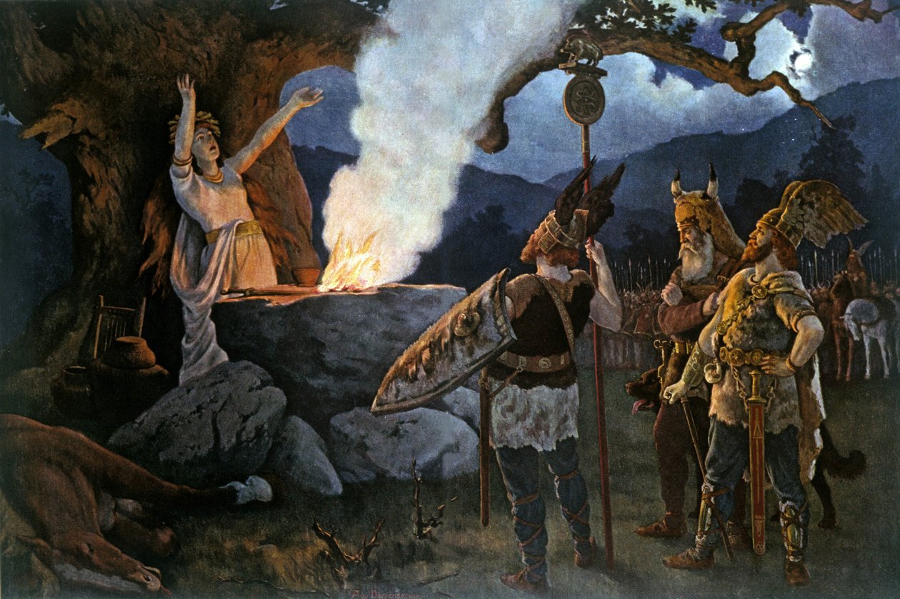 Celtic Warriors Consult a Priestess by August Wilhelm Dieffenbacher