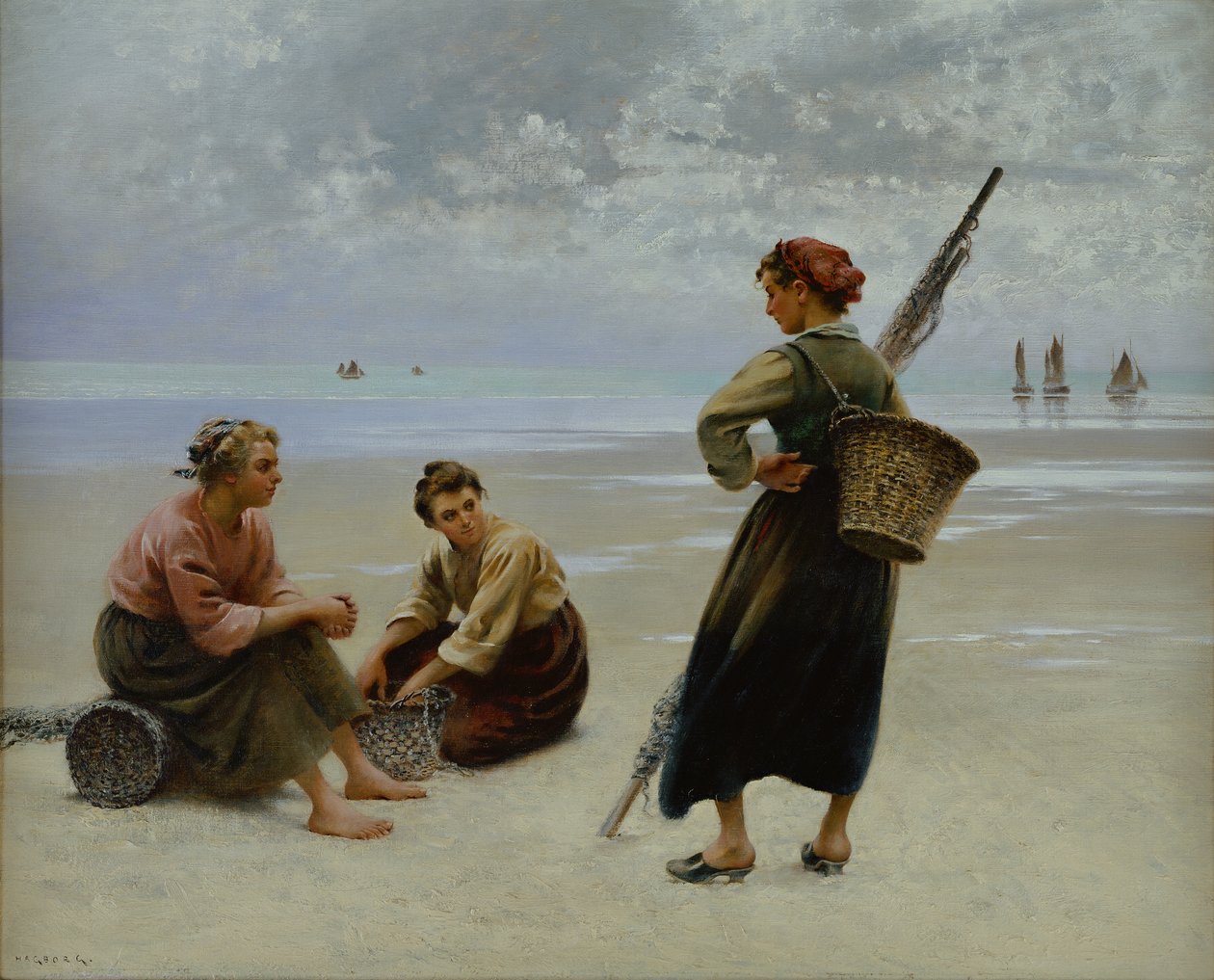 Mussel Gatherers, Brittany by August Wilhelm Nikolaus Hagborg