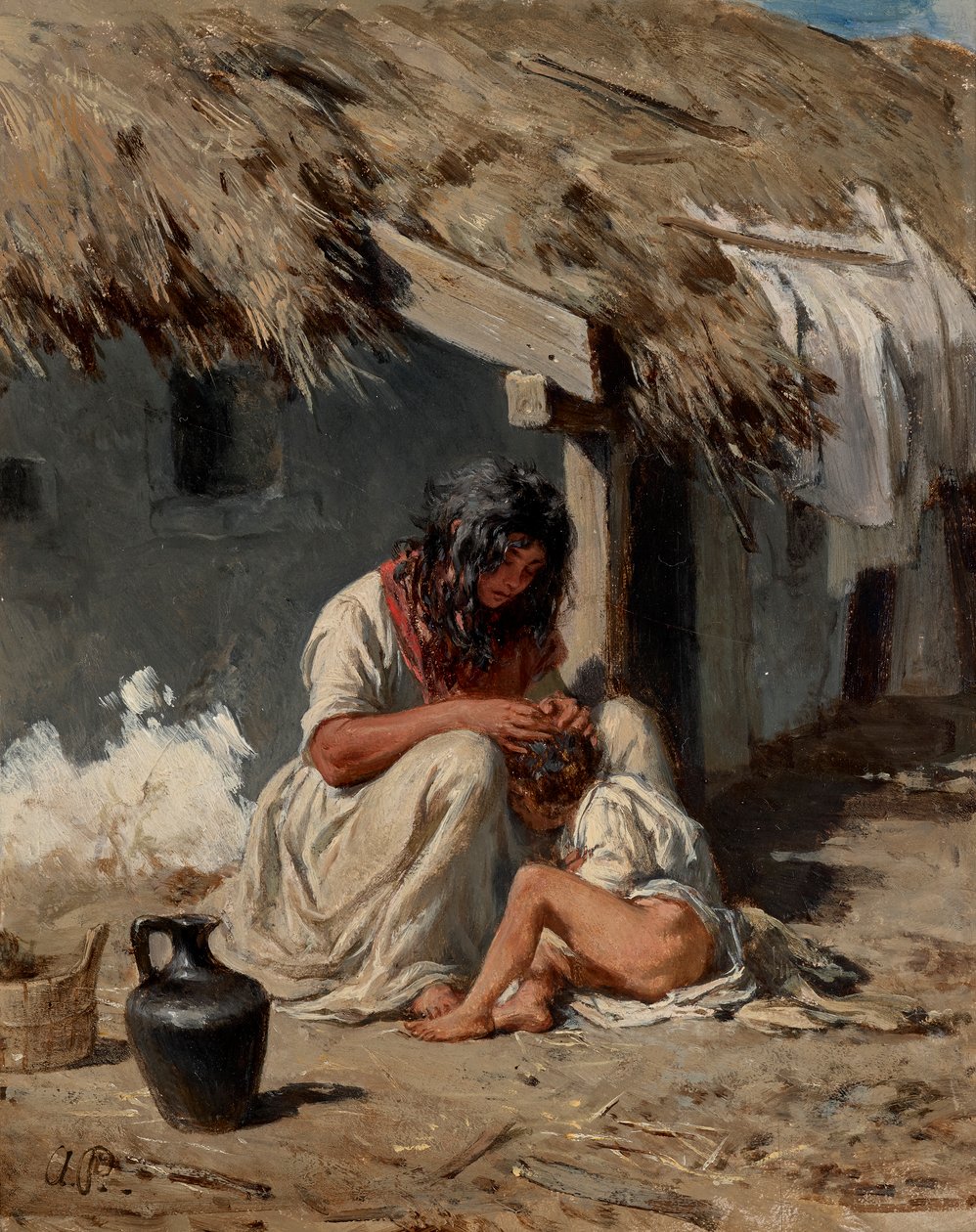 Hungarian Village Idyll by August von Pettenkofen