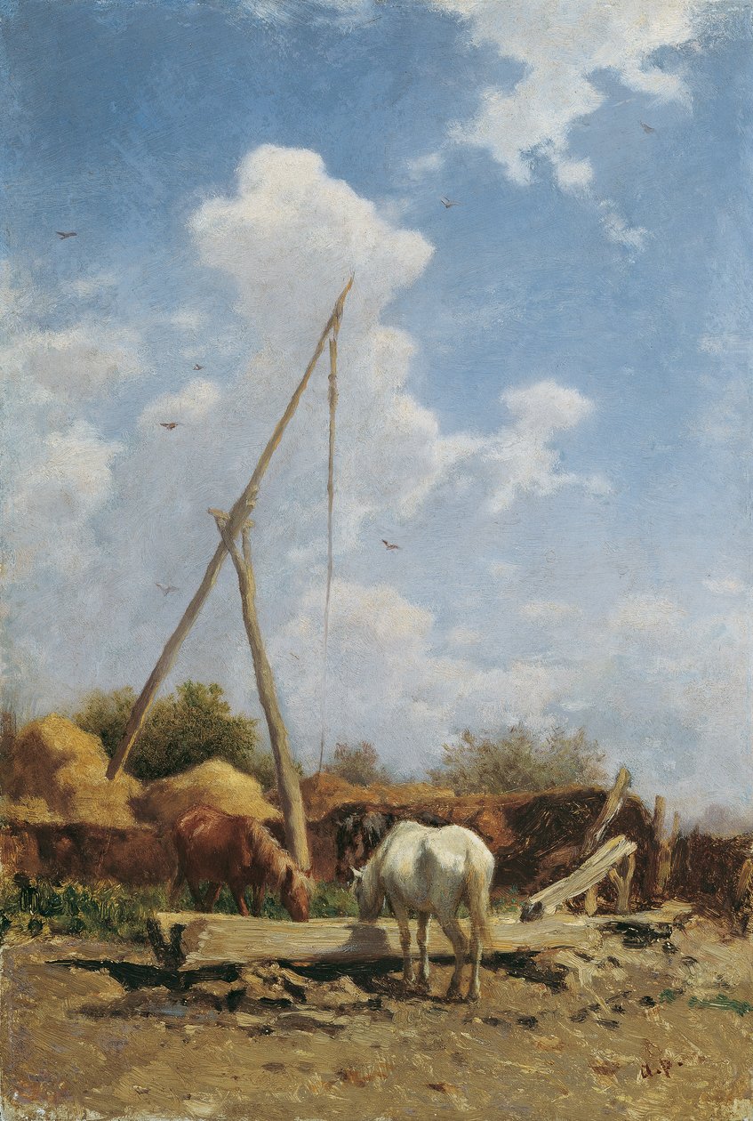 Hungarian Horse Watering by August von Pettenkofen