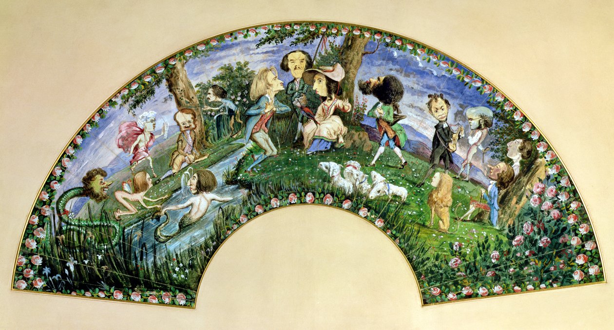 Fan Depicting George Sand and Her Friends in 1838 by George Sand